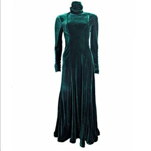 Richard tyler green turtle neck velvet couture gown